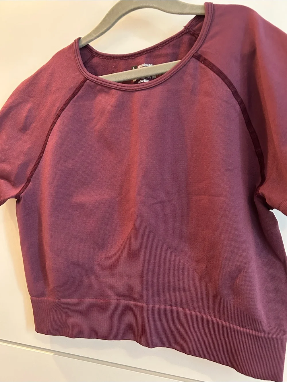 Kids Short Sleeve Pullover Top in Burgundy - Athletic Top for Dance - L